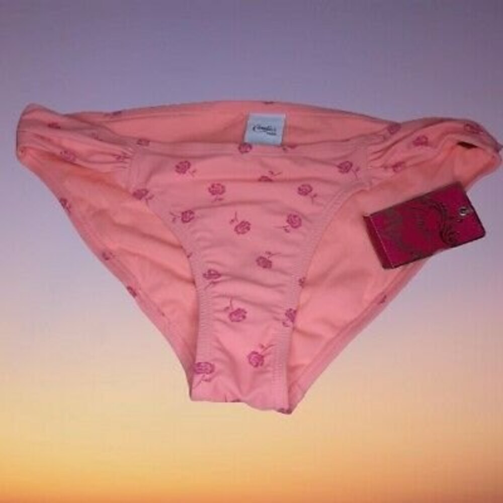 NWT L Candie's Coral w/ Pink Roses Swimsuit Bathing Suit Separates BOTTOMS ONLY